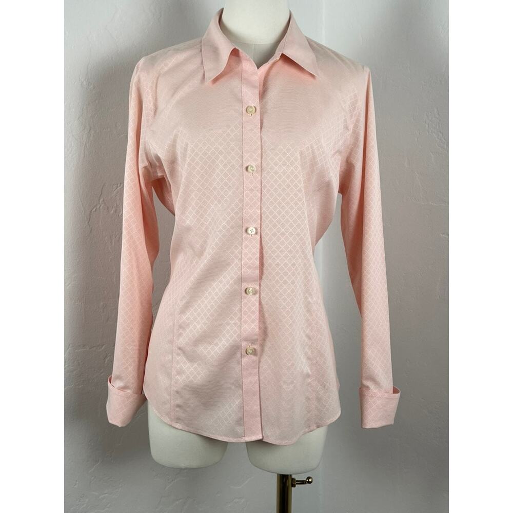 Shell Pink Button-up Long Sleeve Blouse with French Cuffs